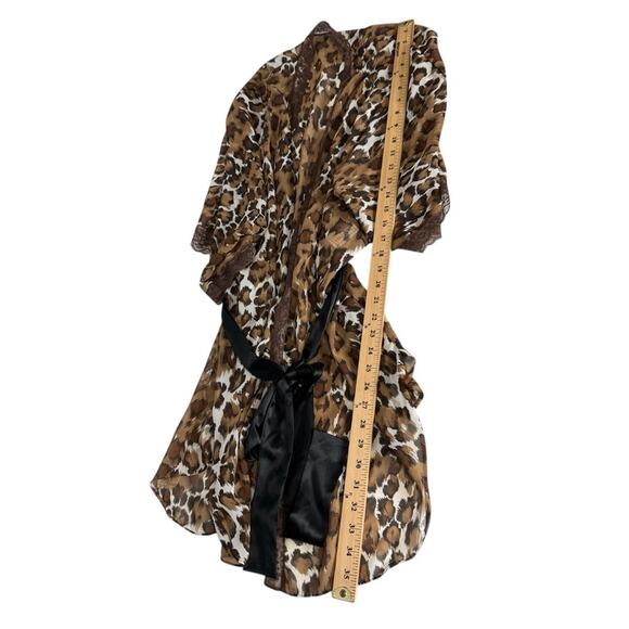 Natori Saks Fifth Avenue Vintage‎ Leopard Print Sheer Kimono Robe Womens Small - Picture 6 of 8